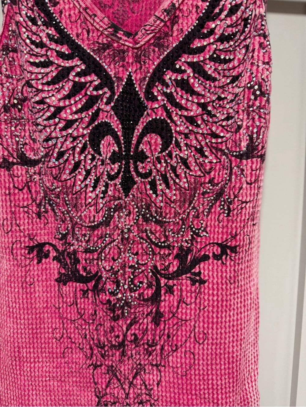 Bling Rider Hot Pink Tank with Black Wing Graphic - Picture 3 of 8